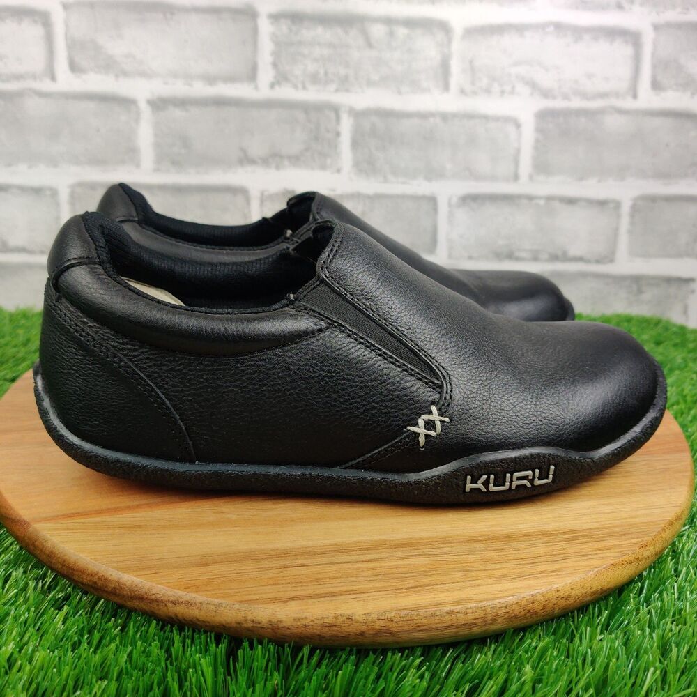 Kuru Kivi Shoes Women's 8 Black Leather Comfort Slip On Loafers Plantar Walking